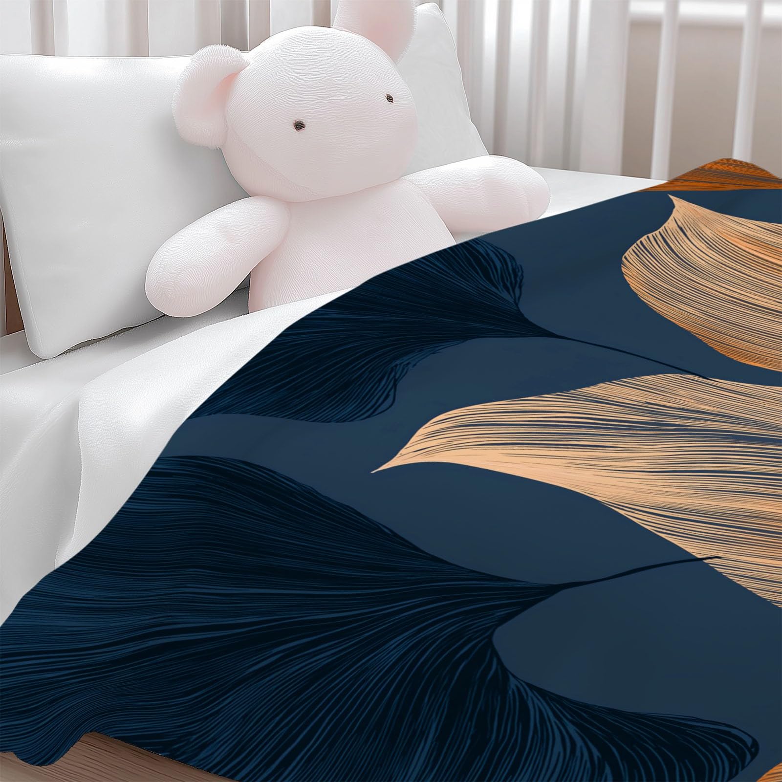 Genérico Manta con Estampado Moderno Exquisito Hoja Grande, Manta Gris Oscuro de Franela para Sofá Cama Extra Cálido Sobrecama 220 x 240 cm — Caliente Transpirable para Otoño e Invierno