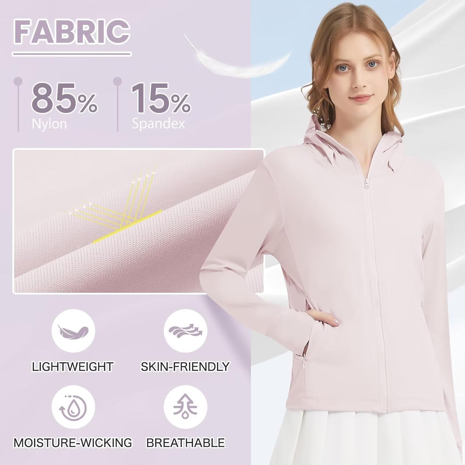 Women's UPF 50+ Sun Protection Jacket Lightweight UV Cooling Hoodie Long Sleeve Summer Clothing for Outdoor Hiking - Image 6