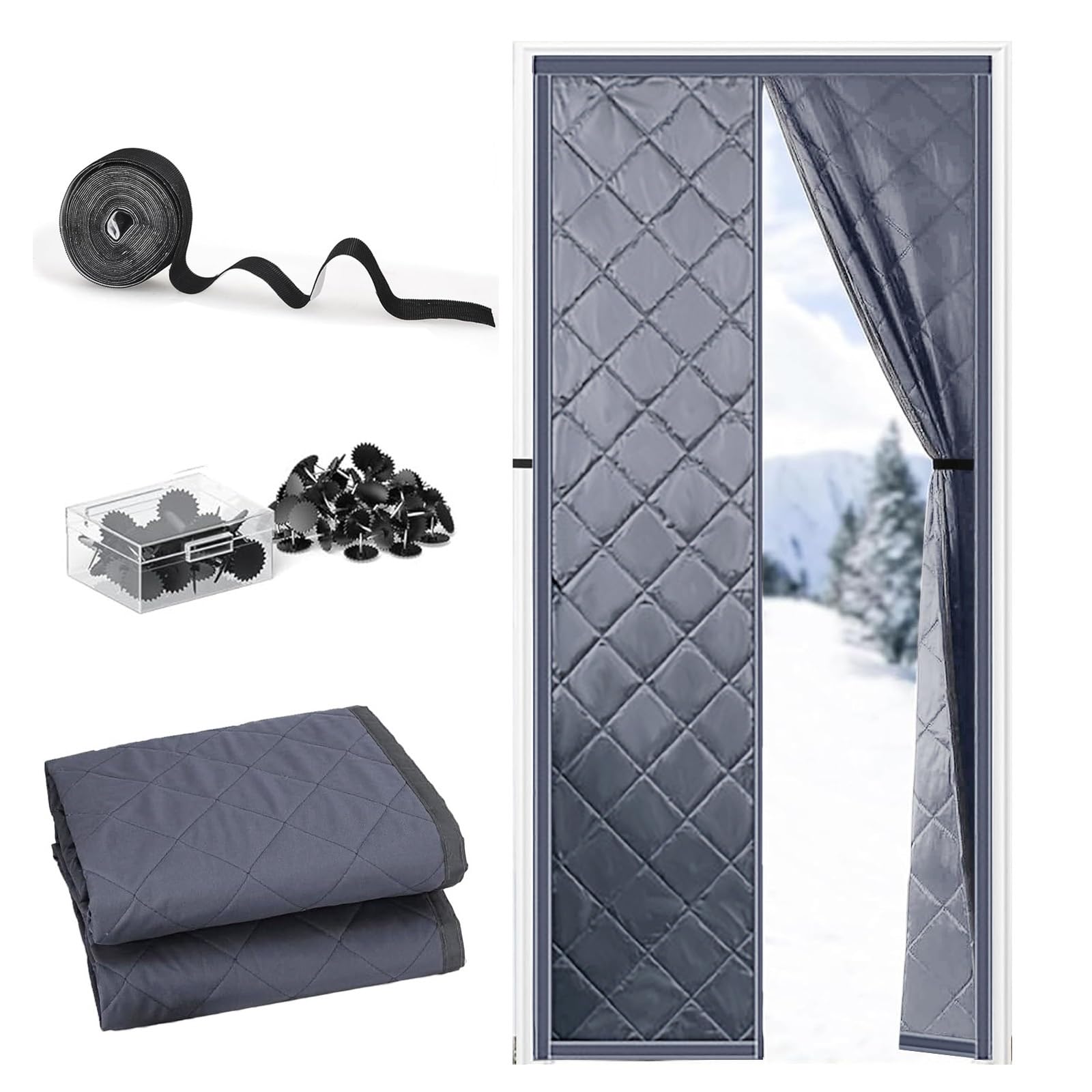 Rideau thermique de porte d'entrée d'hiver pour maison au chaud
