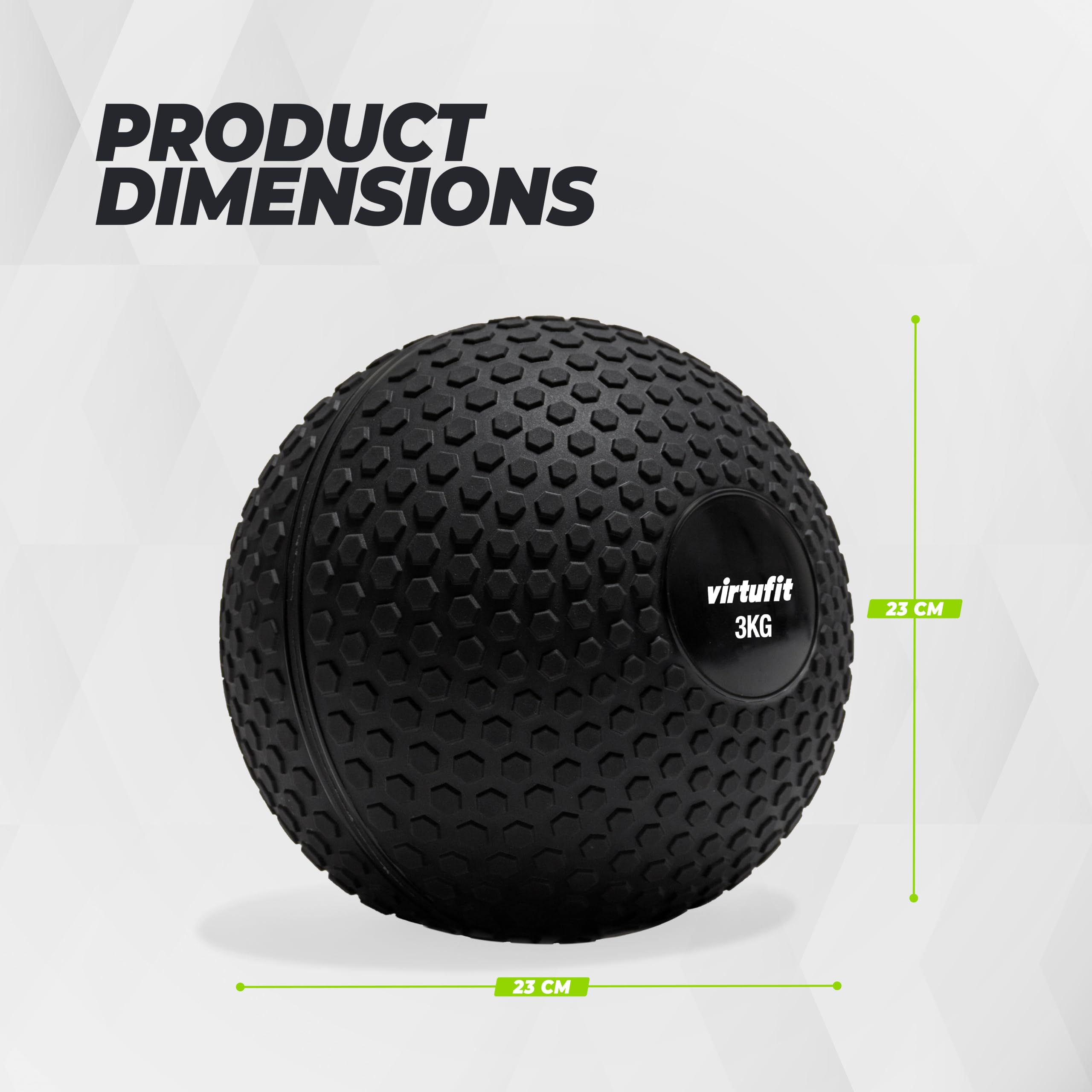 VirtuFit Slam Ball - Palla da fitness e crossfit, 3 kg, colore nero, resistente per allenamento funzionale