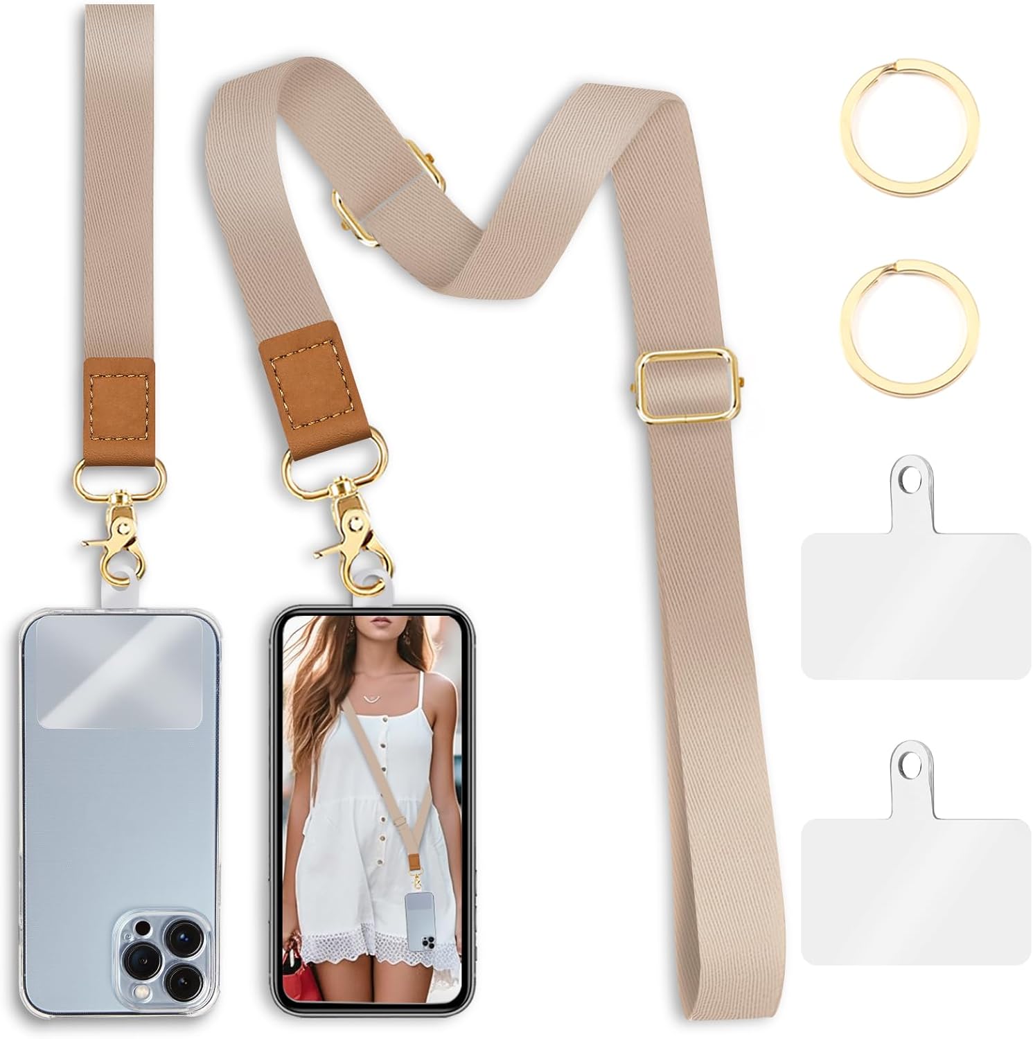Yonlevres Phone Lanyard Crossbody Strap, Cell Phone Lanyards for around the Neck Wristlet Wrist Strap Solid Color Adjustable for Keys Case Accessories Travel Essentials