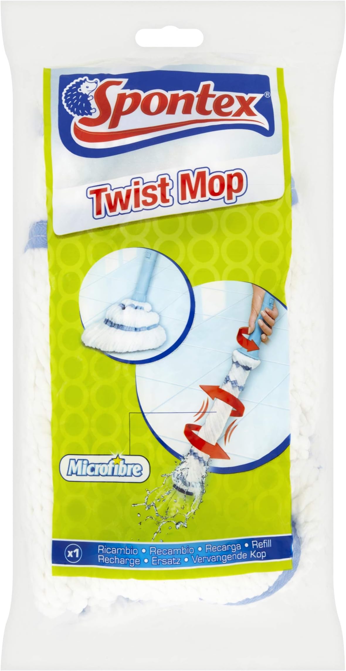 Spontex Twist Mop Refill | Washable Microfibre Mop Head | Cleans Laminate, Wood & Tile Flooring | for Spontex Twist and Twist Ultra Compact Mops