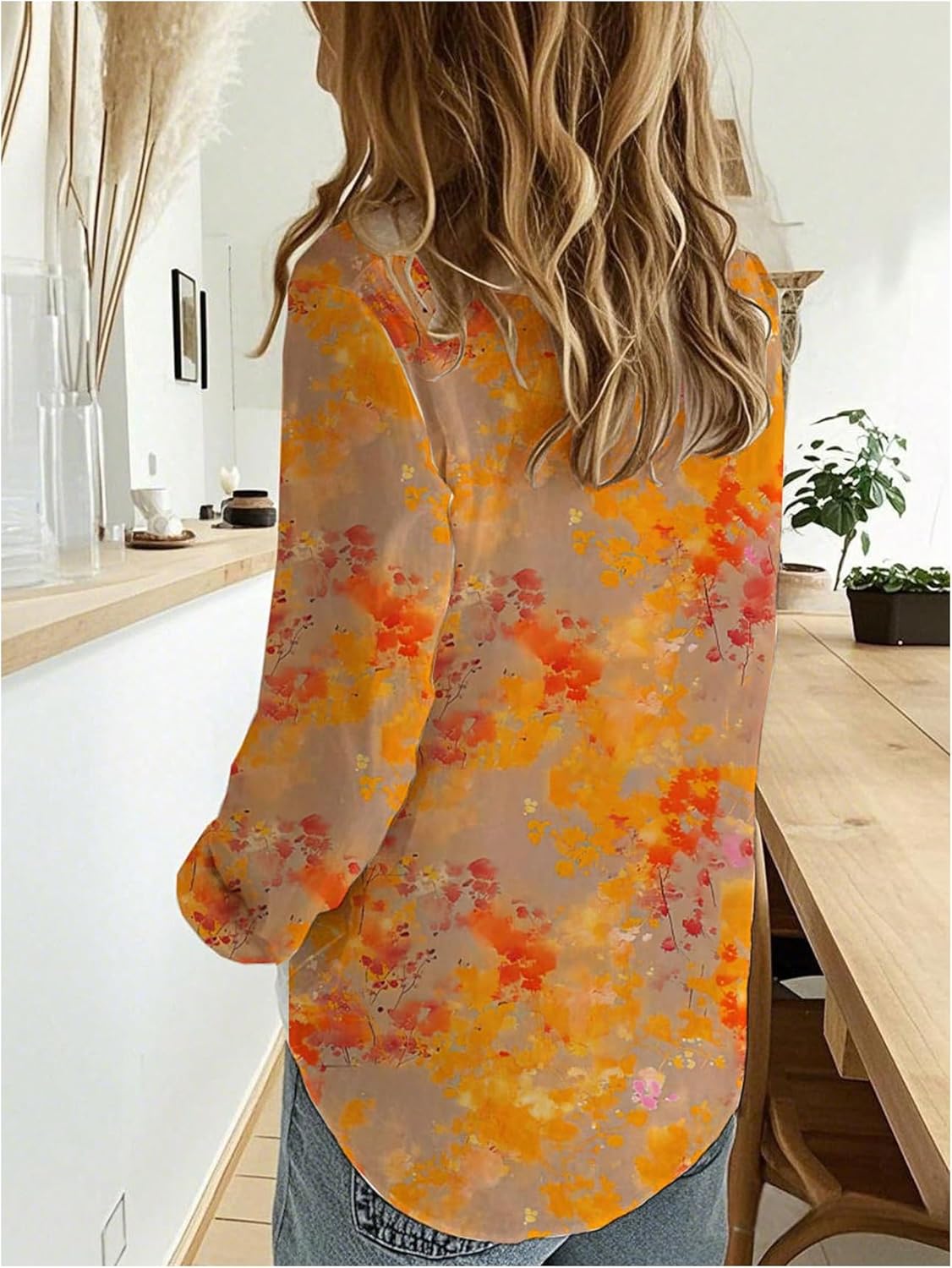 SweatyRocks Button Down Shirt for Women Long Sleeve Floral Printed Blouses Business Casual Outfits - Image 2