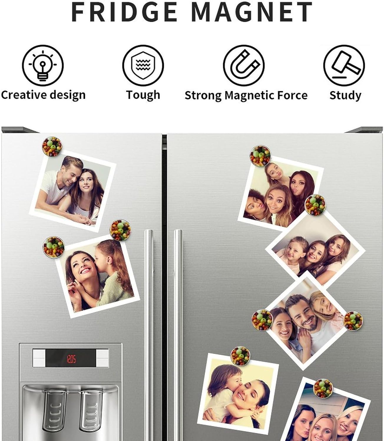 Fresh Fruits and Vegetables Magnetic Refrigerator Sticker, Cute Fridge Stickers Decorative Magnets, Car Decals Fridge Garage Door Magnets for Home Kitchen Christmas Party Decor image 5