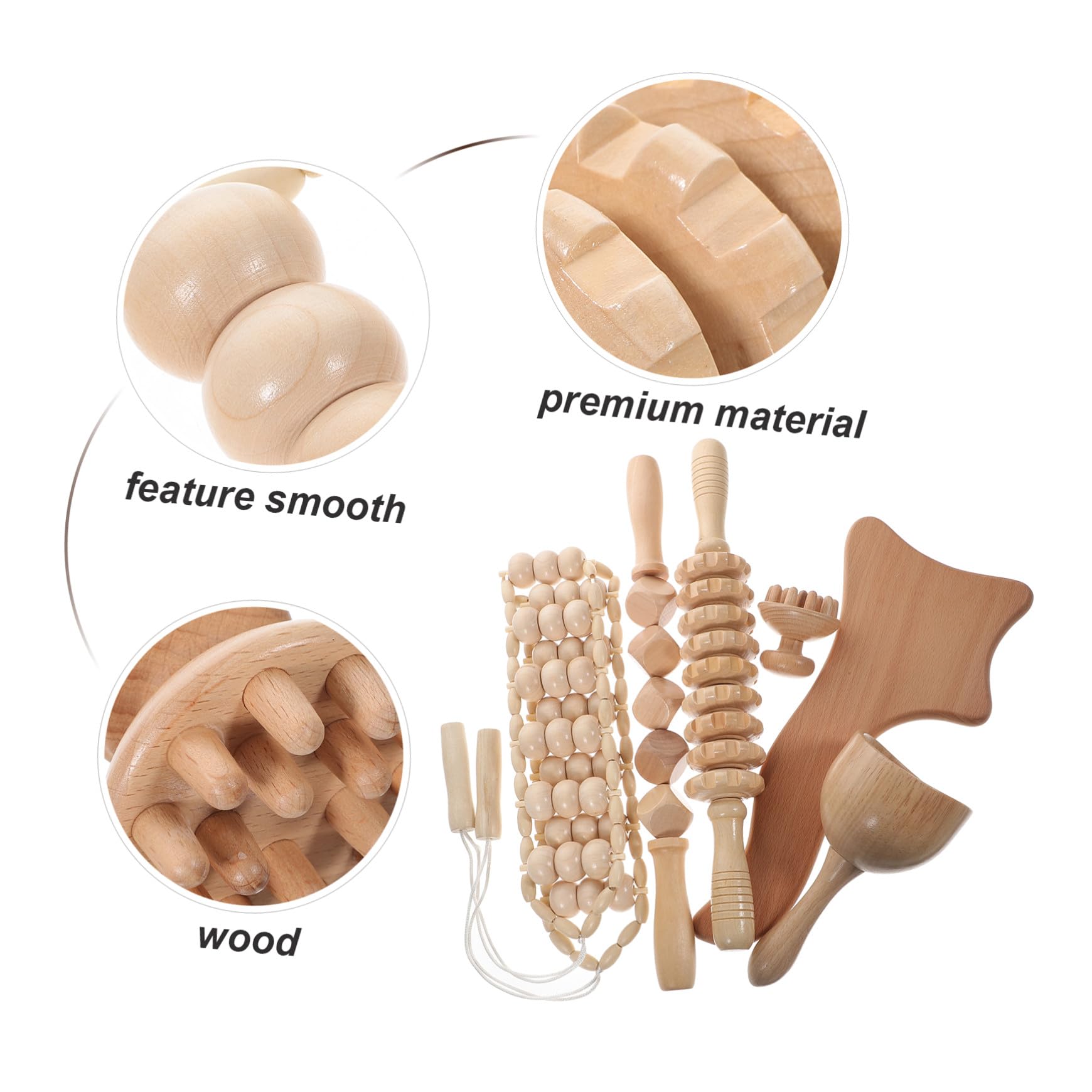 Woodtherapy Strumenti Per Massaggio In Legno 6 In 1 Kit Maderoterapia Per Massaggiatore Linfodrenante Gua Sha Per Il Corpo Strumenti Per Massaggio Con Corda Per Rilassarsi