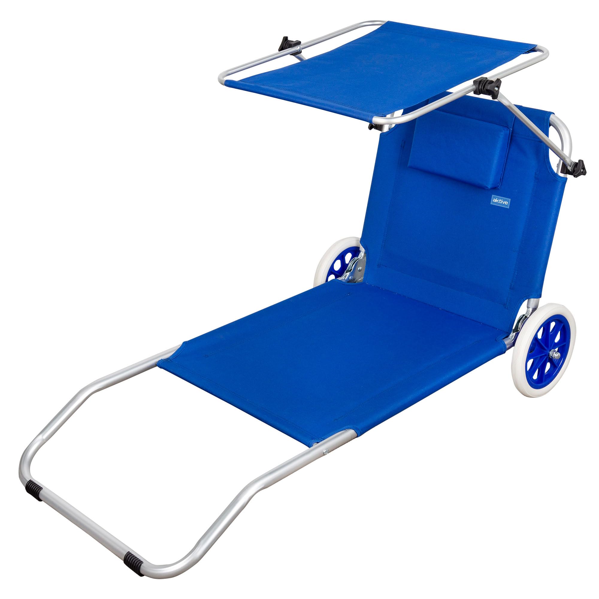 AKTIVE Chaise Longue Pliante 2 en 1 Beach, MEDIANO, Bleu
