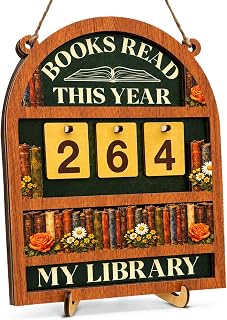 Book Lovers Gifts Books Read This Year Counter Sign Vintage Reading Decor | Vintage Bookshelf My Library Books Tracker Sign Reading Nook Decor Bookish Gifts for Readers Bookworms Women