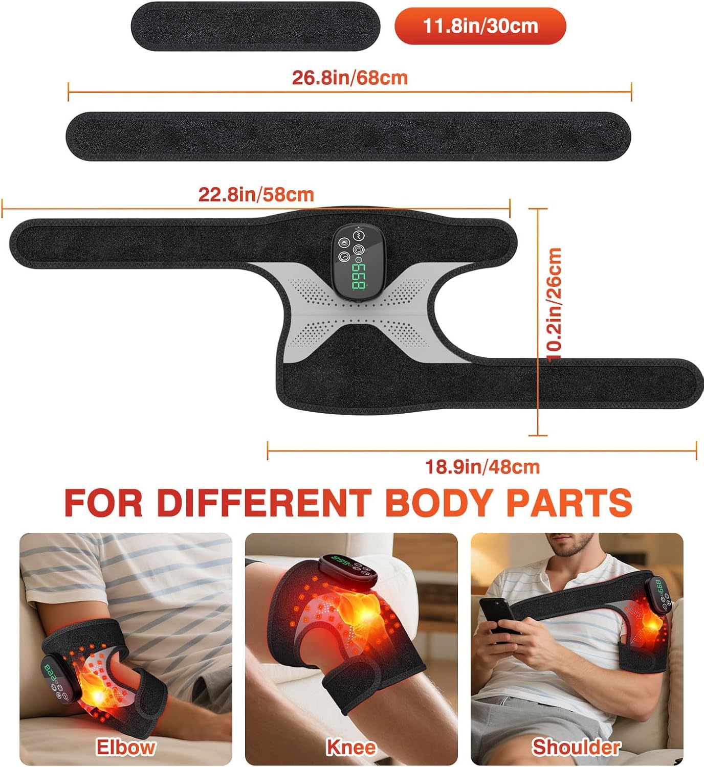 Knee Massager with Heat and Red Light Therapy, Knee Brace with Vibration, 5000mah Wireless Cordless,660nm & 850nm Red Light Therapy Adjustable Knee Wrap for Knee/Elbow/Shoulder Pain Relief - Image 5