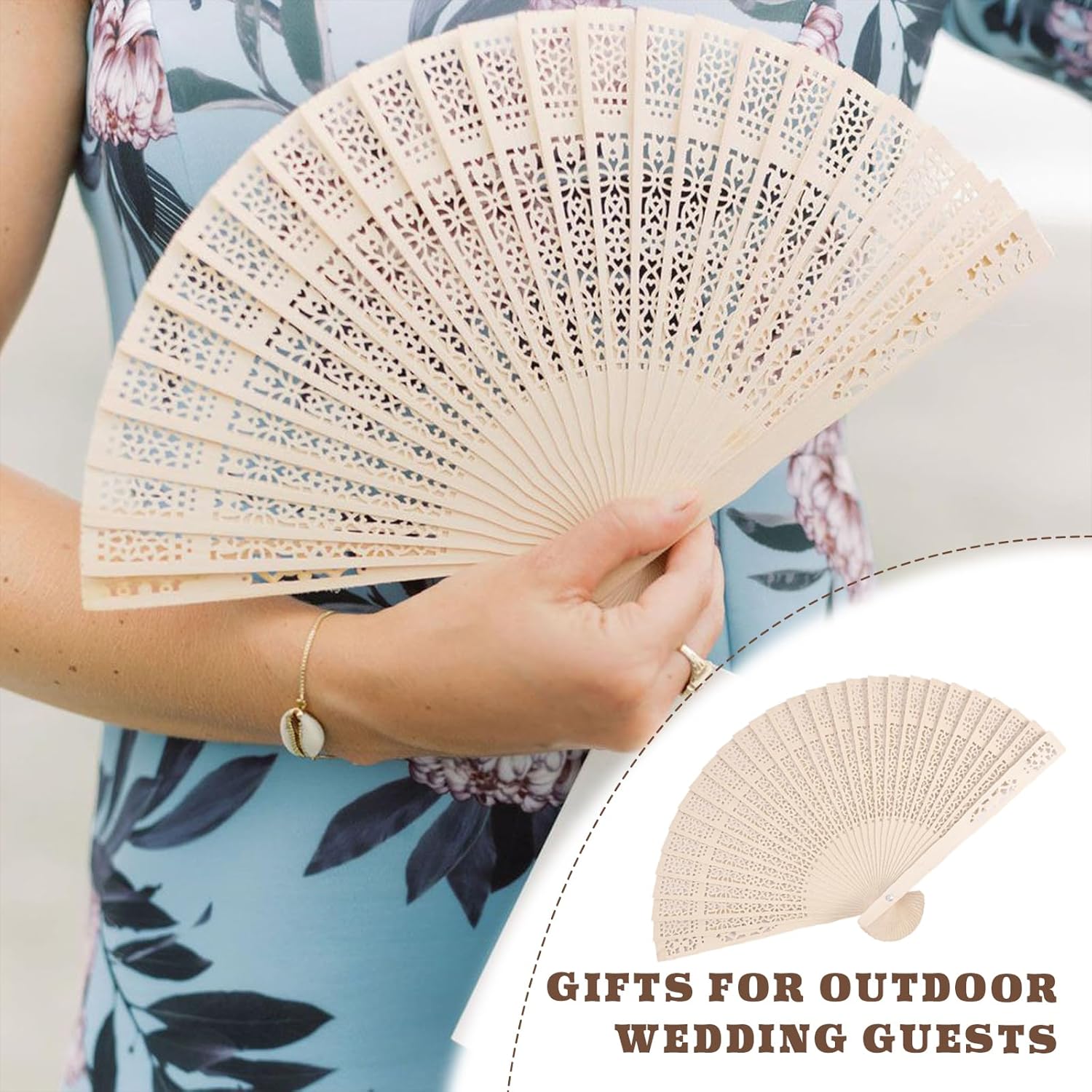 50Pcs Personalized Folding Hand Fans，Custom Engraved Text Wedding Wooden Fans for Party Favors Bridal Shower Wedding Gift for Guests Bulk (50)