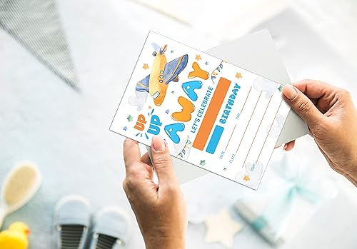 Miniatura 3 de Tarjetas de invitación de fiesta de cumpleaños para niños, tarjetas de invitación de fiesta de adolescentes, celebración de fiesta de avión,