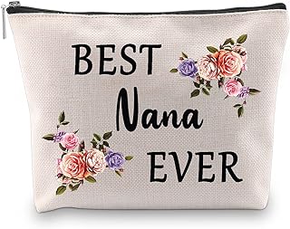 BLUPARK Nana Gift Grandma Birthday Gift Best Nana Ever Canvas Cosmetic Bag Mother's Day Gift for Grandma Travel Makeup Bag (BEST Nana EVER)