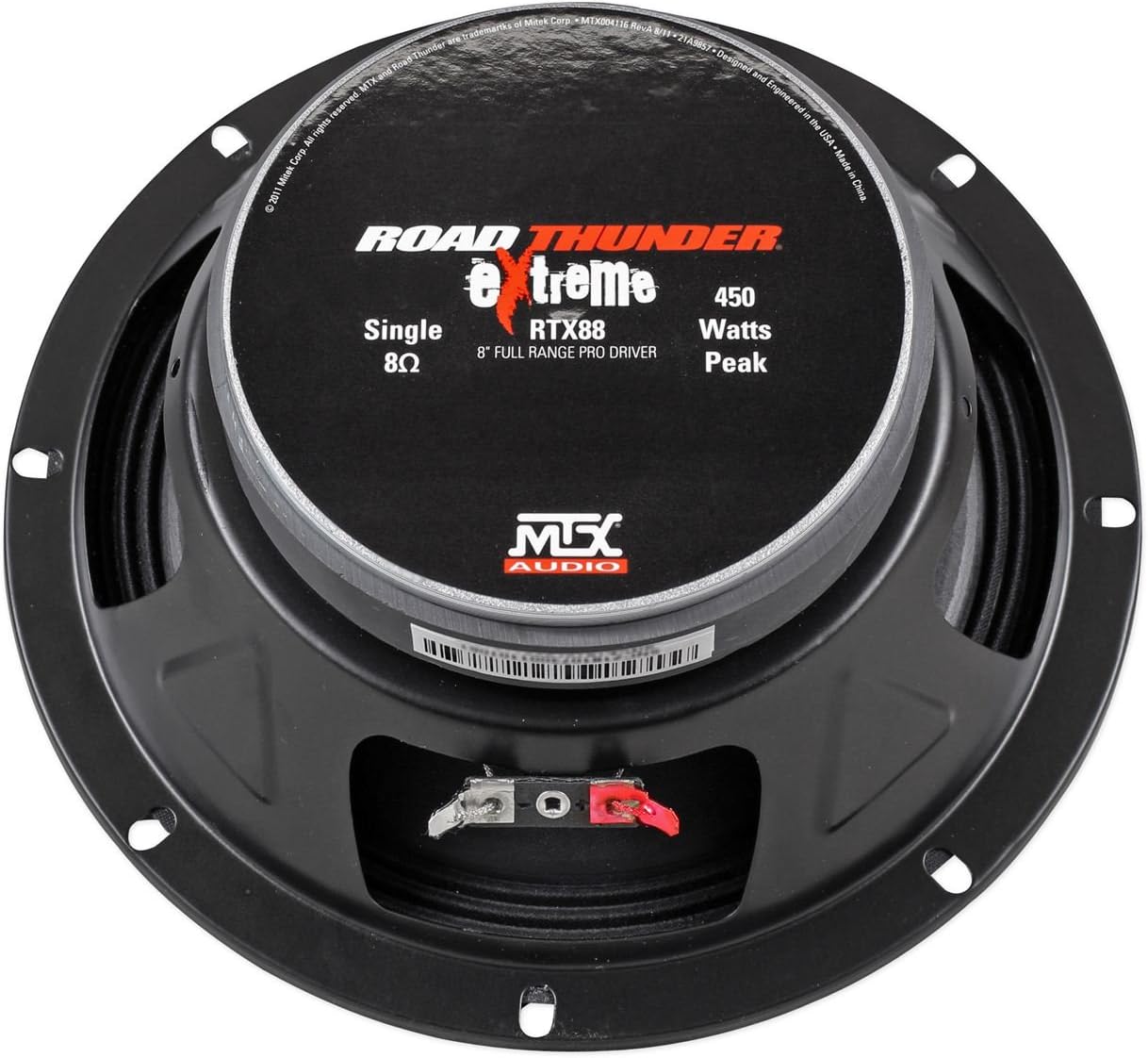 Side view of the MTX Audio RTX88 speaker showing mounting depth