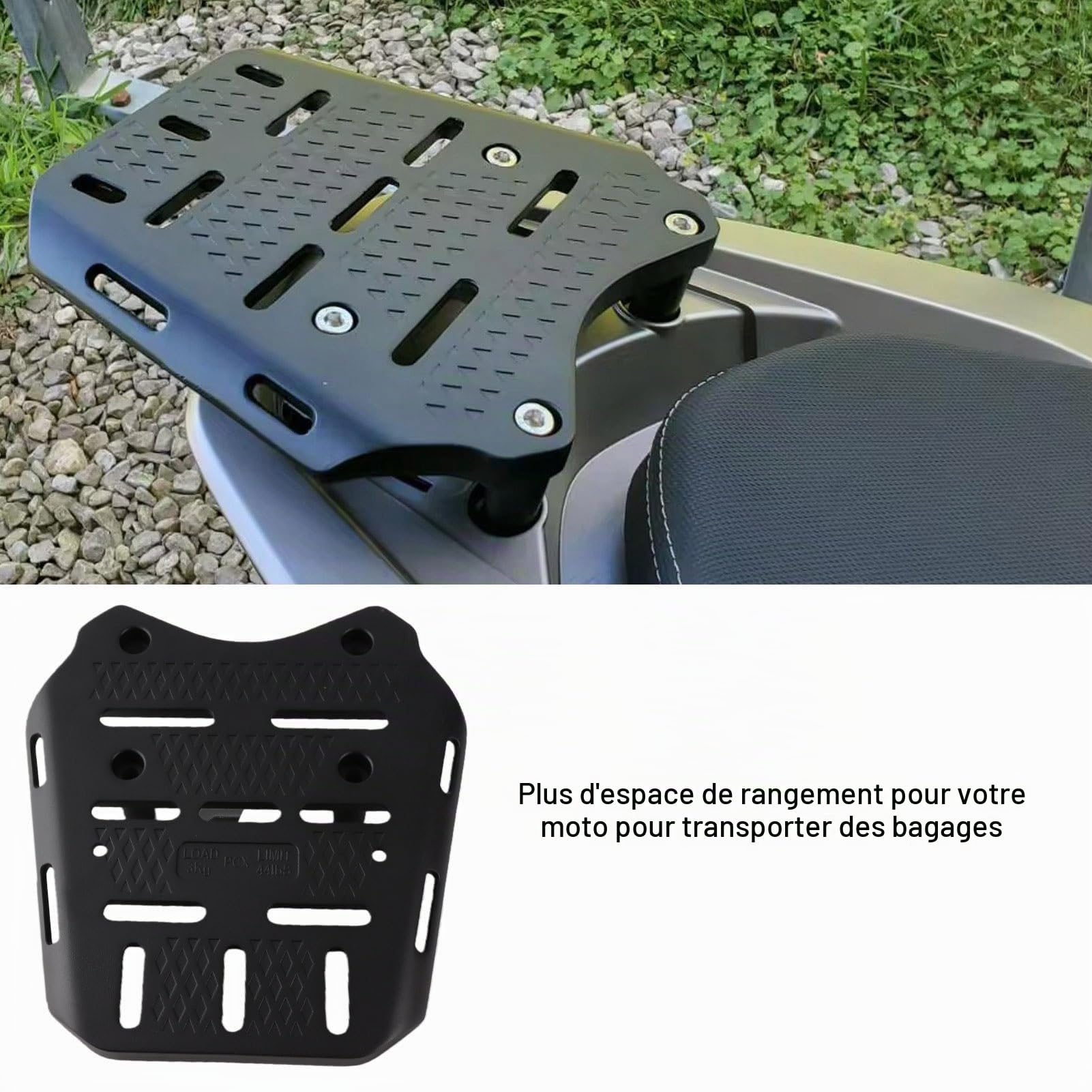 Porte-Bagages de Moto pour PCX 125 150 160 2014-2024, Alliage D'aluminium CNC pour PCX 125 150 160 2014-2024, étagère de Support de Bagages Arrière, Espace de Rangement (Black)