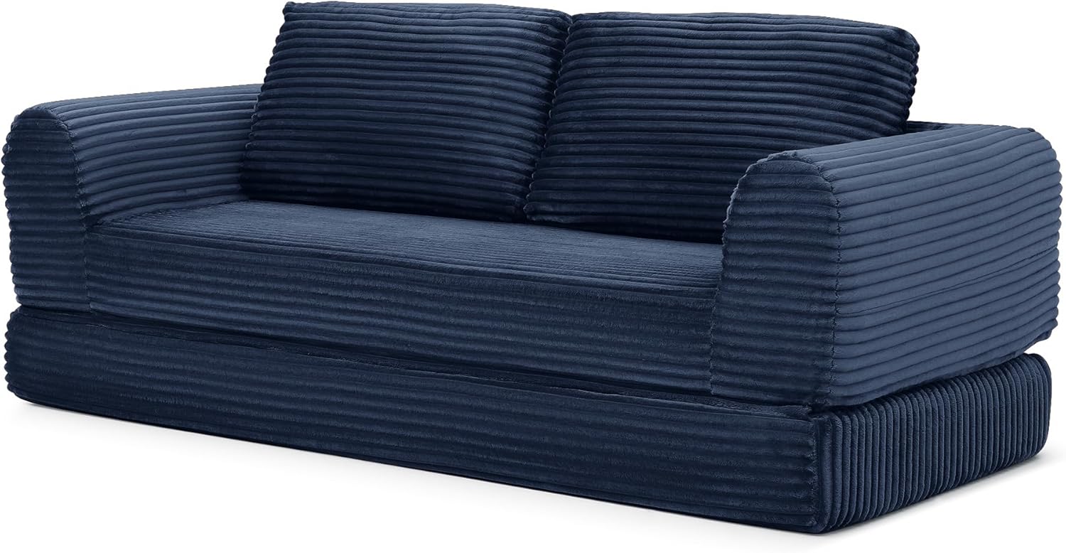 Foldable Boneless Love Seat Couches in a Box, Modern Floor Foam Sleeper Sofa Bed 2-in-1 Convertible Cloud Sofa for Home Apartments Bedroom
