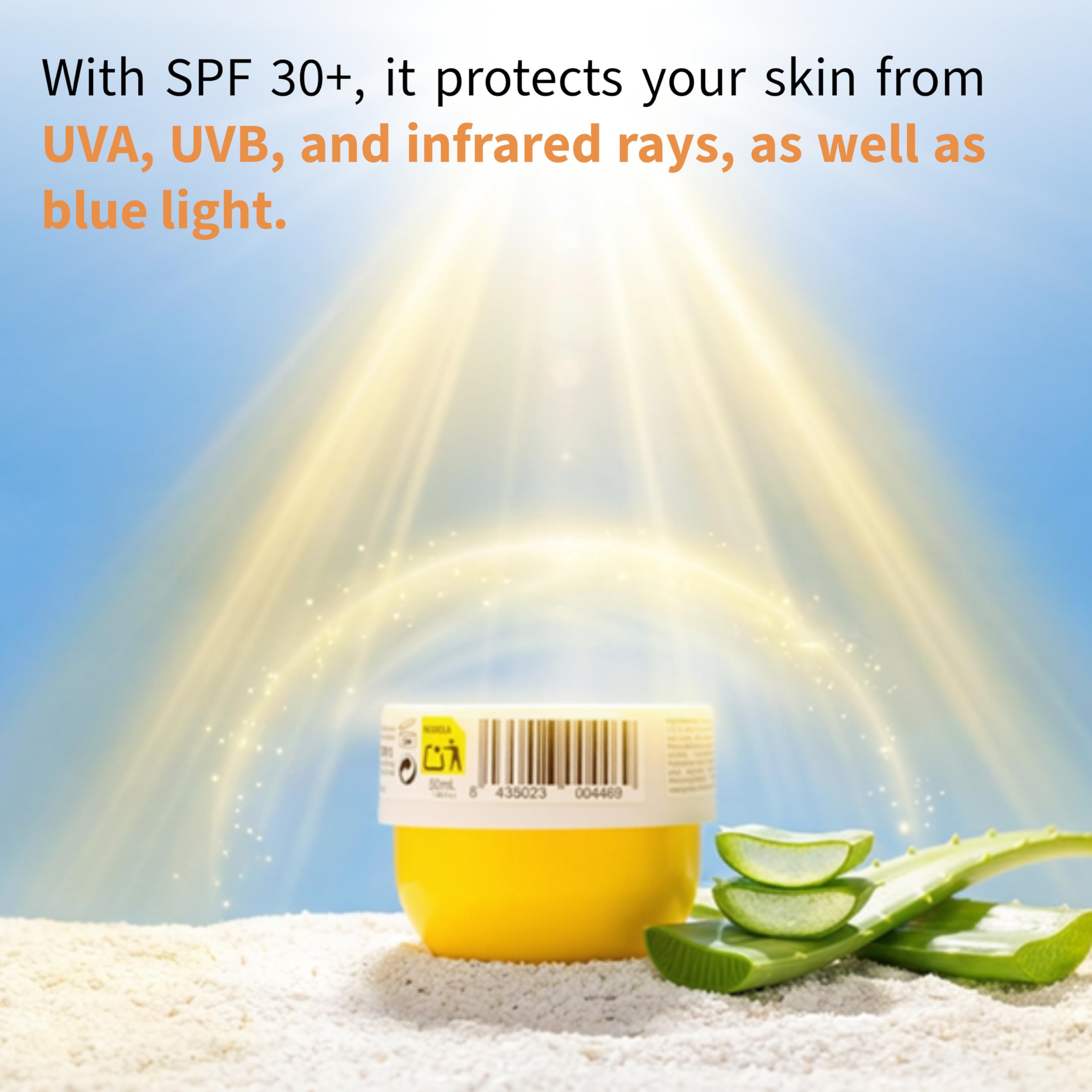 Crema Viso Aloe Vera con Protezione Solare SPF 30+ | 2x50 ml | Idratazione e Protezione Quotidiana per il Viso | Texture Leggera Non Grassa | Ideale per Città, Spiaggia e Skincare