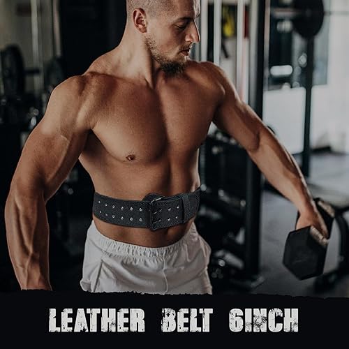 Miniatura 3 de Cinturón de cuero para levantamiento de pesas para hombres y mujeres, 4 y 6 pulgadas de ancho, cinturón de gimnasio resistente para levantamiento de
