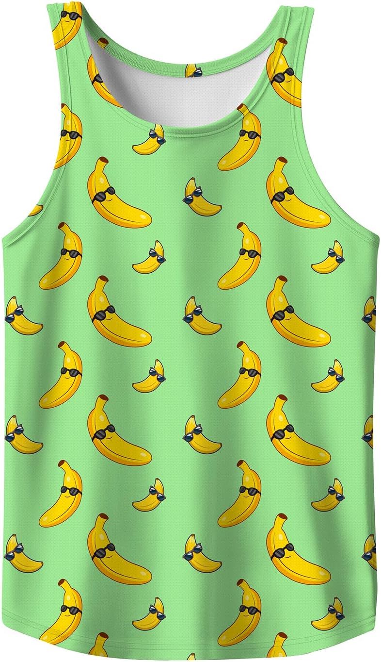 Men's 3D Graphic Tank Top, Summer Beach Sleeveless Novelty Tee, Breathable Rave Tank Top