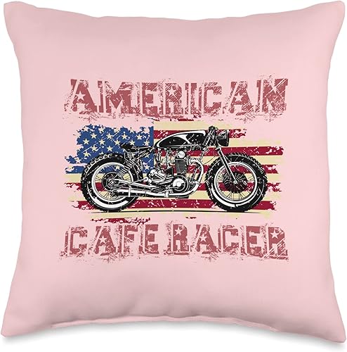 American Cafe Racer Biker Men Women Adult Teens Boys Girls Throw Pillow, 16x16, Multicolor
