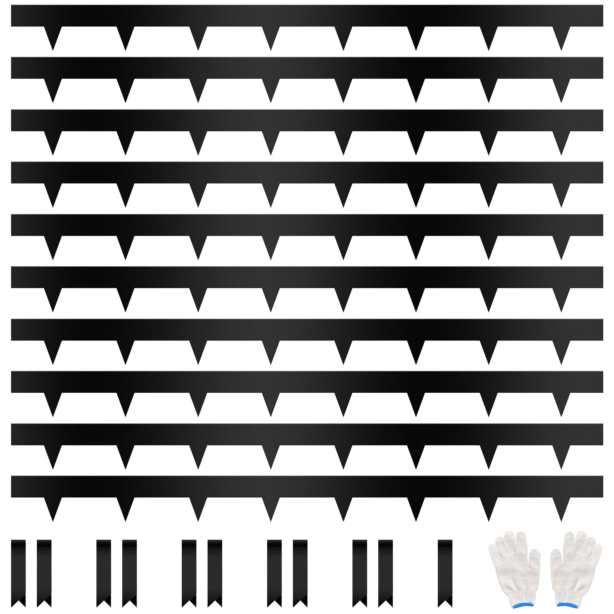 10-Pack Galvanized Lawn Edging Border 1m L x 11.4cm H w/Black Powder Coating Steel Landscape Edging - Yard Pathway Divider- Metal Decor Edging (10M Length Total) w/ 11 Clips.