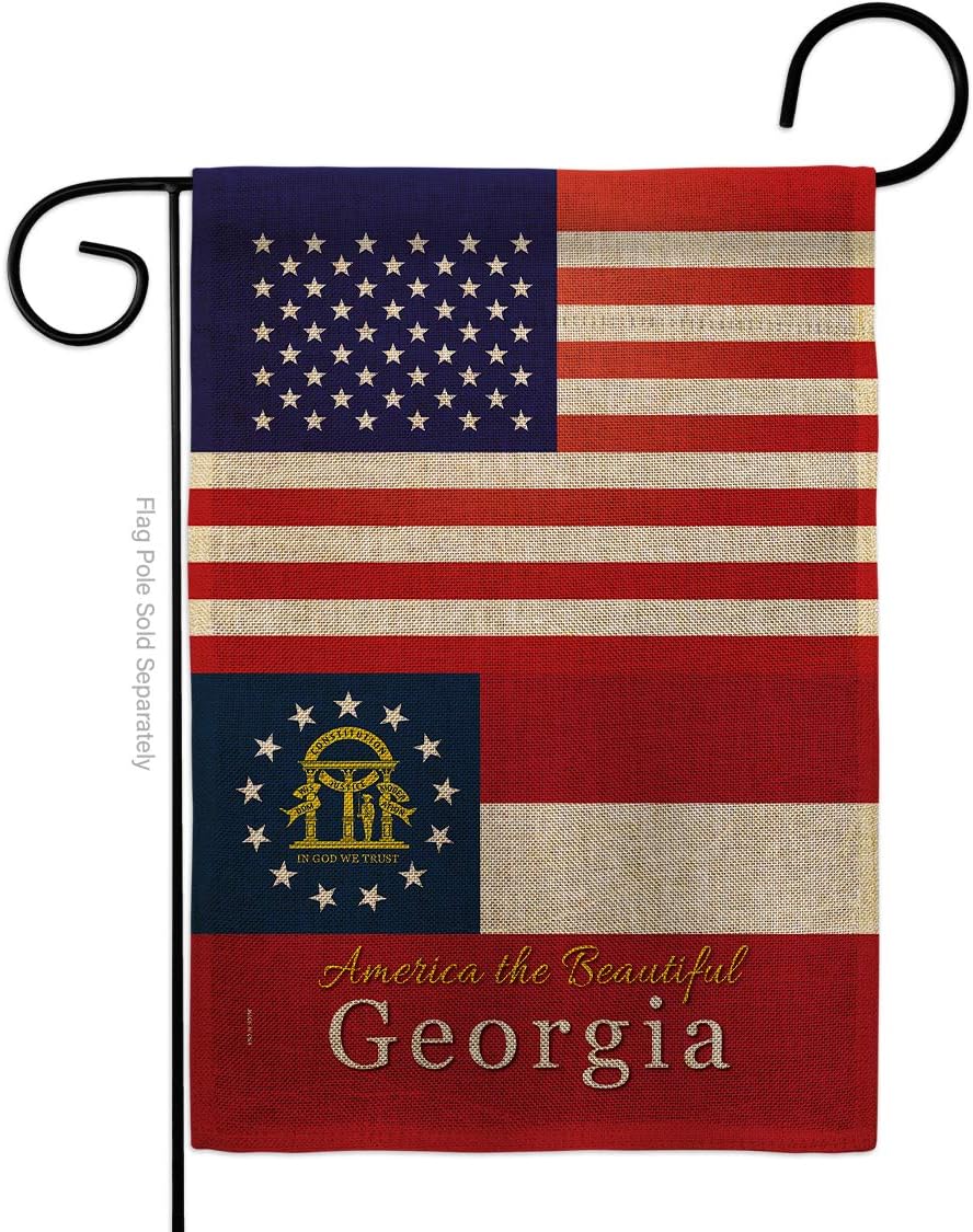 US Georgia Burlap Burlap Garden Flag Americana States USA American Territories Republic Small Decorative Gift Yard House Banner Double-Sided Made In 13 X 18.5
