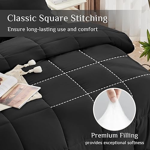 Miniatura 3 de JOLLYVOGUE Juego de edredón Queen de 7 piezas - Cama en una bolsa ultrasuave - Alternativa de plumón de ganso - Serie 1800 Premium con edredón,