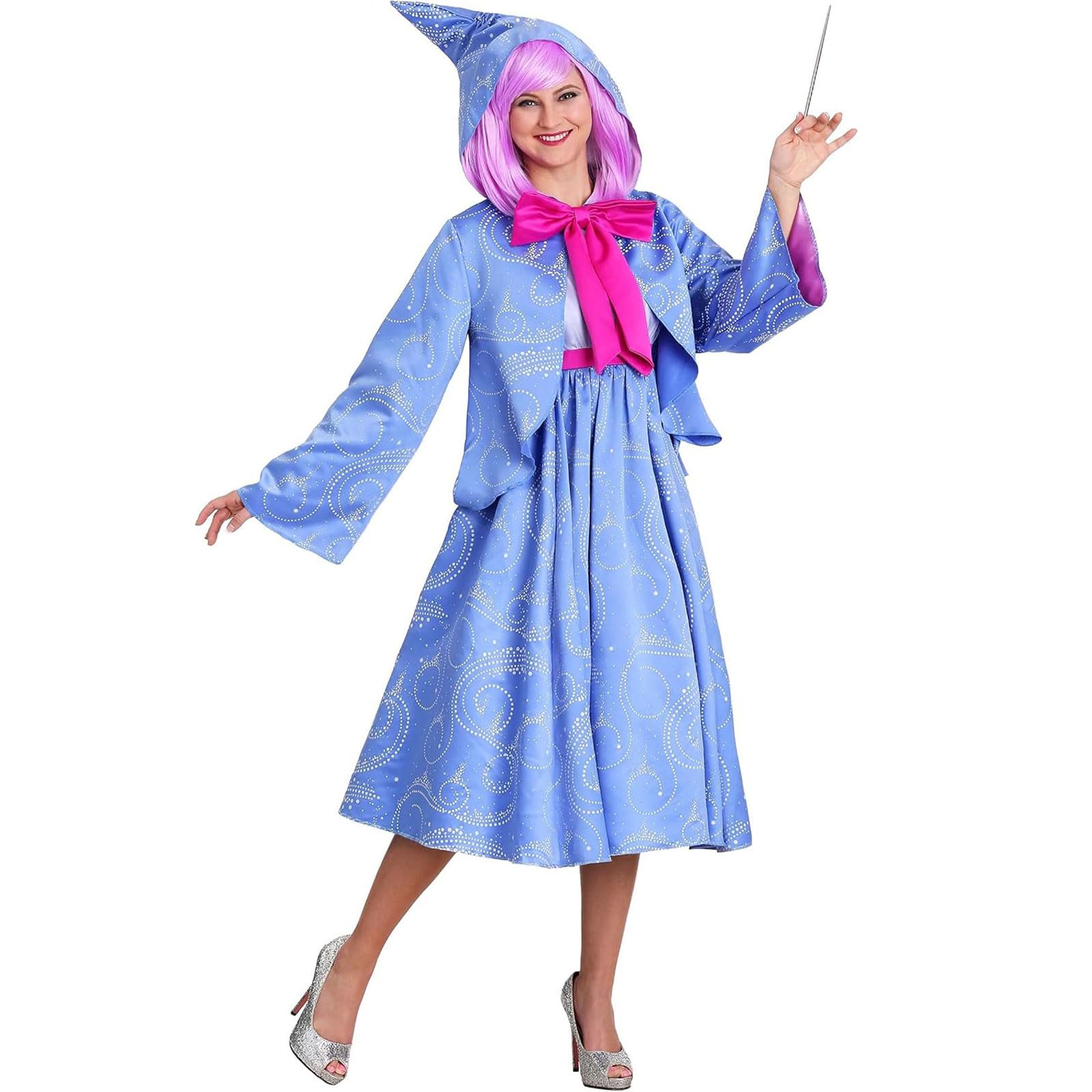 Disfraz de Halloween para mujer, talla grande, disfraz de hada madrina con capucha, vestido de Halloween