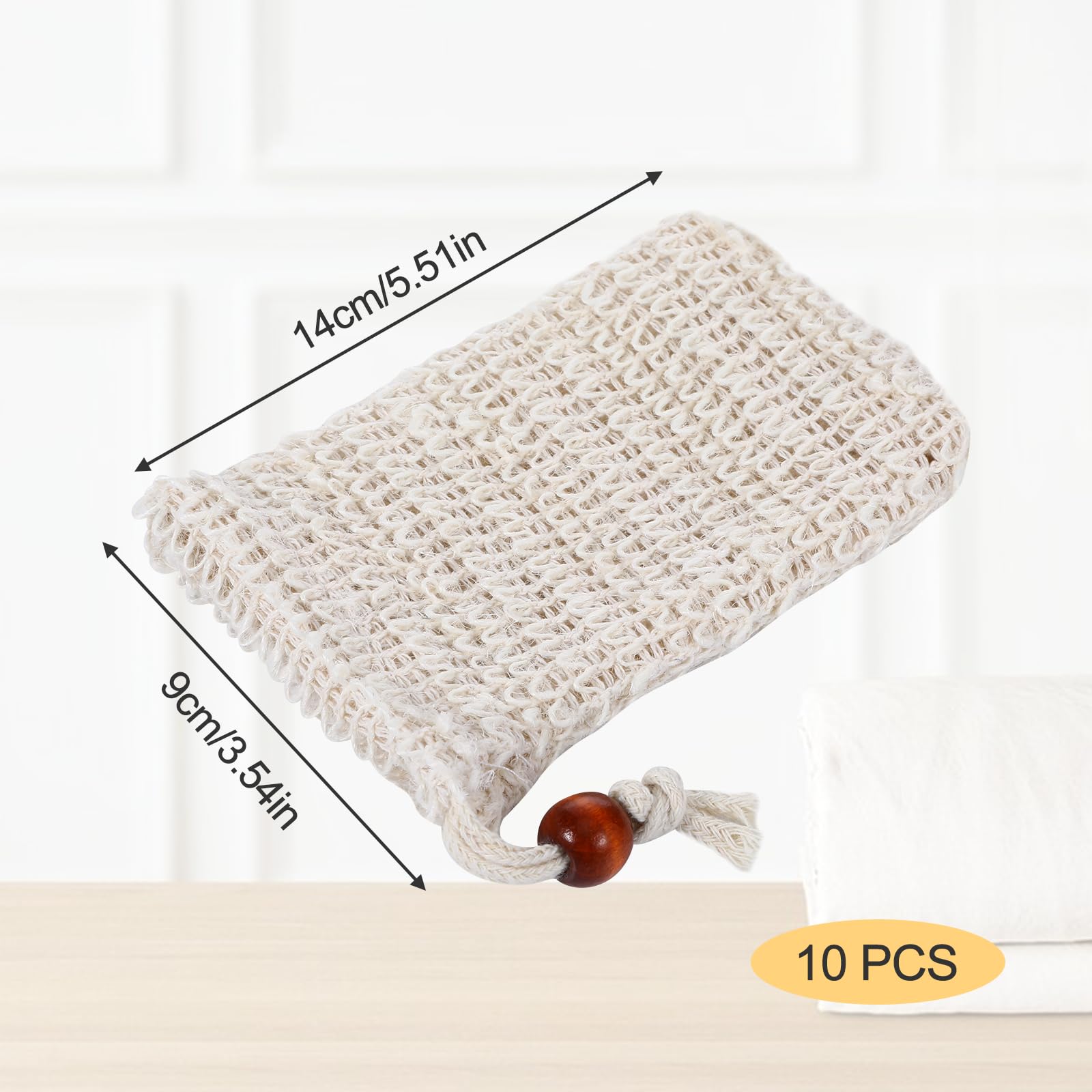 Lot de 10 sachets à savon en sisal - 100 % coton sisal - Pour savon solide - Sacs à savon naturel