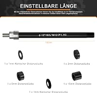 NICEDACK M12 Kerékpár Átvezető Tengely Adapter Utánfutóhoz - Állítható Hosszúság 167-192mm, Rozsdamentes Acél, Alumínium, Fekete 3