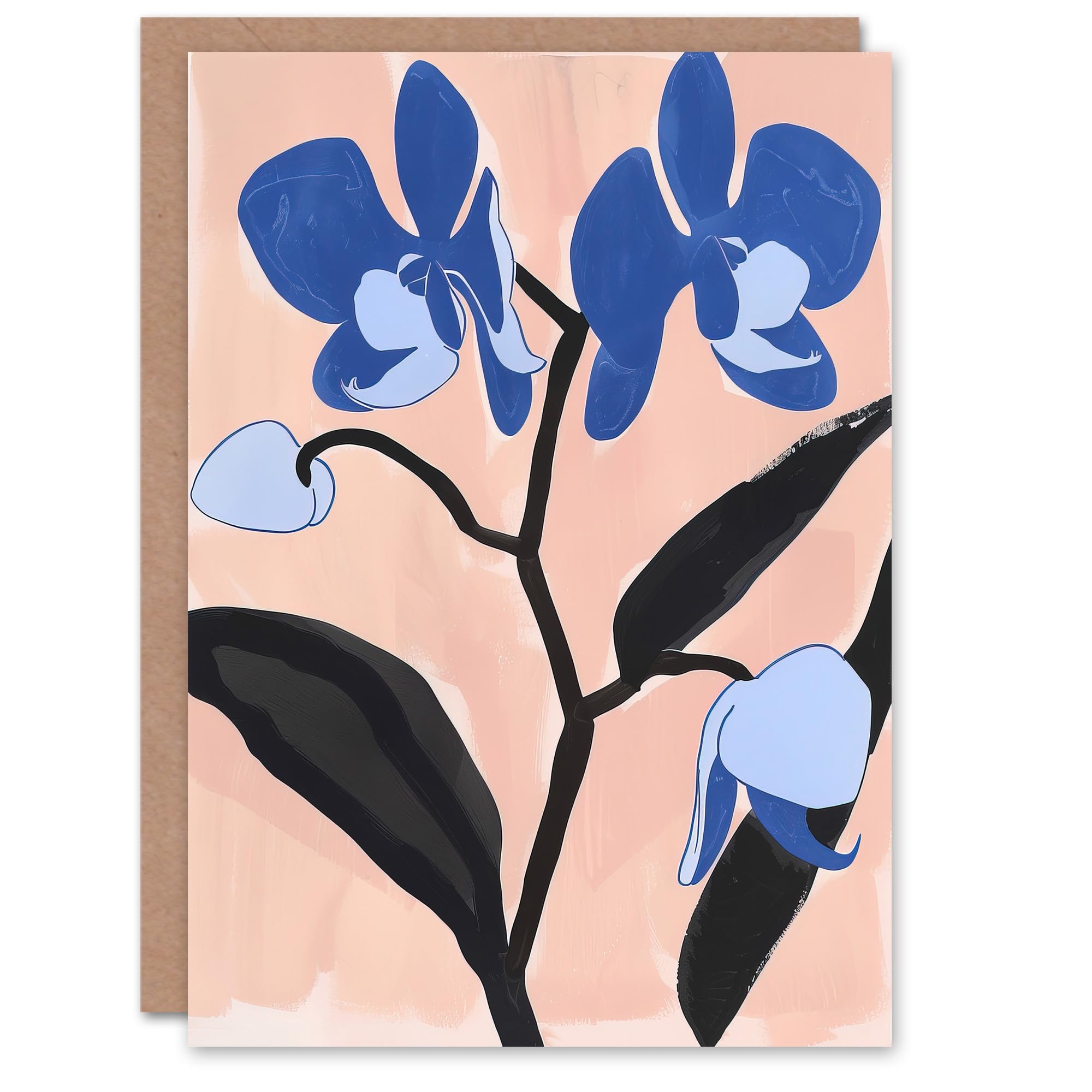 Artery8 Greeting Card Blue Orchid Abstract Floral Painting