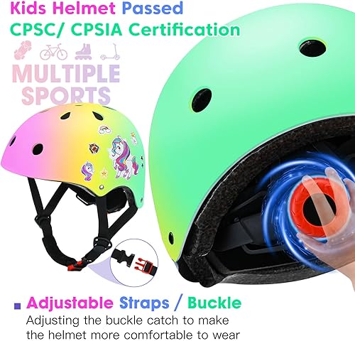 Miniatura 5 de Wemfg Casco ajustable con degradado de color, para niños y niñas, casco de bicicleta para múltiples deportes, ciclismo, patinaje, bicicleta,