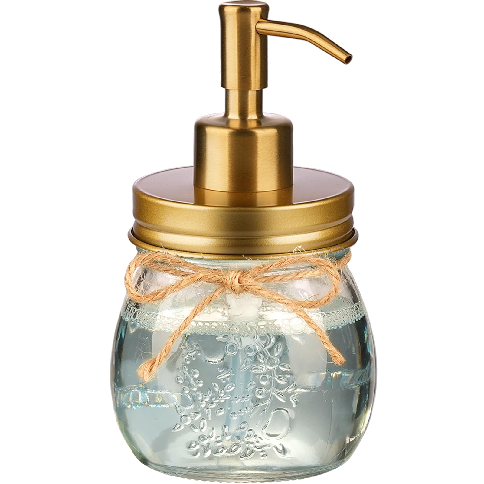 Amolliar 10 OZ Mason Jar Liquid Soap Dispenser, Stainless Steel Pump Lid, Cute Farmhouse Decor for Kitchen, Bathroom, Refillable Hand Soap Dispenser,