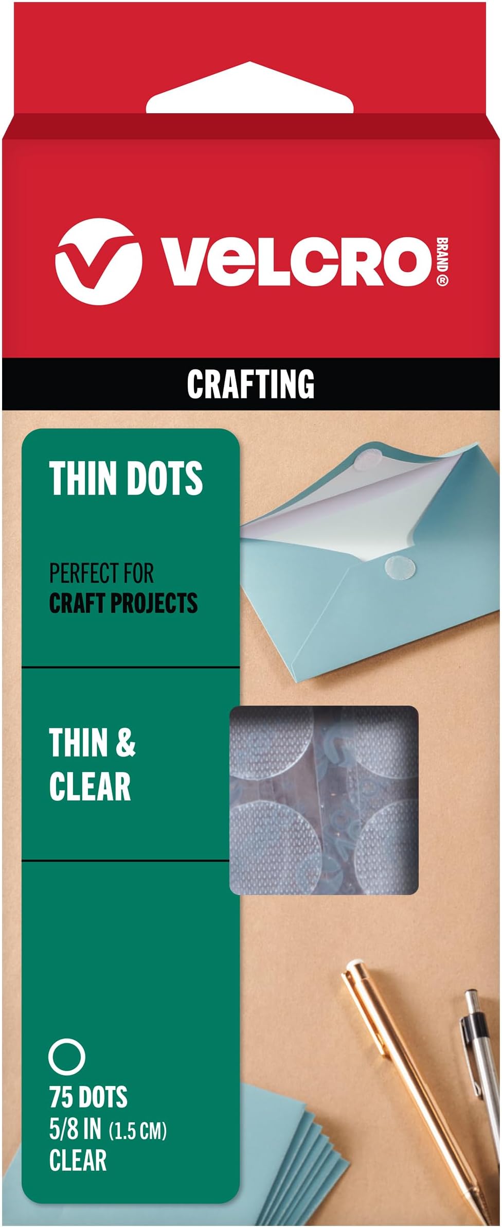 91302 Thin Clear Dots with Adhesive | 75count | 5/8" Circles | For Crafting School Projects, Home and Office Organization | Low Profile Design