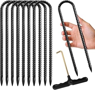 8 Pack 11.8 Inch Rebar Ground Stakes U Hook Galvanized Steel