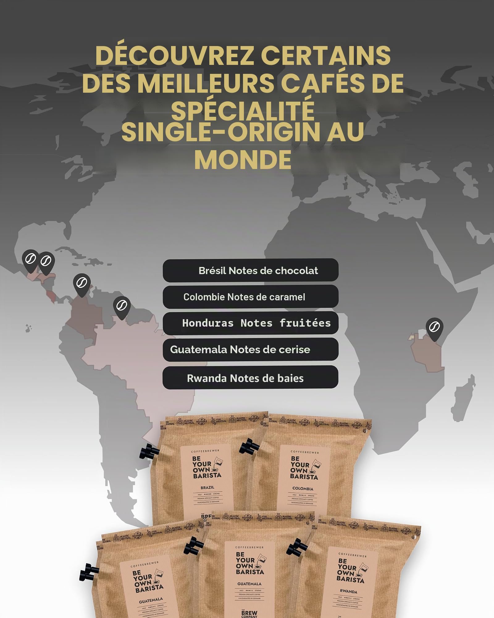 Coffret Cadeau Cafe pour Homme & Femme - Assortiment de Dégustation Gourmand avec 10 des Meilleurs Cafés Bio & Moulu au Monde | Brasser & Profiter à Tout Moment, N'importe où | Idée Cadeau Originale