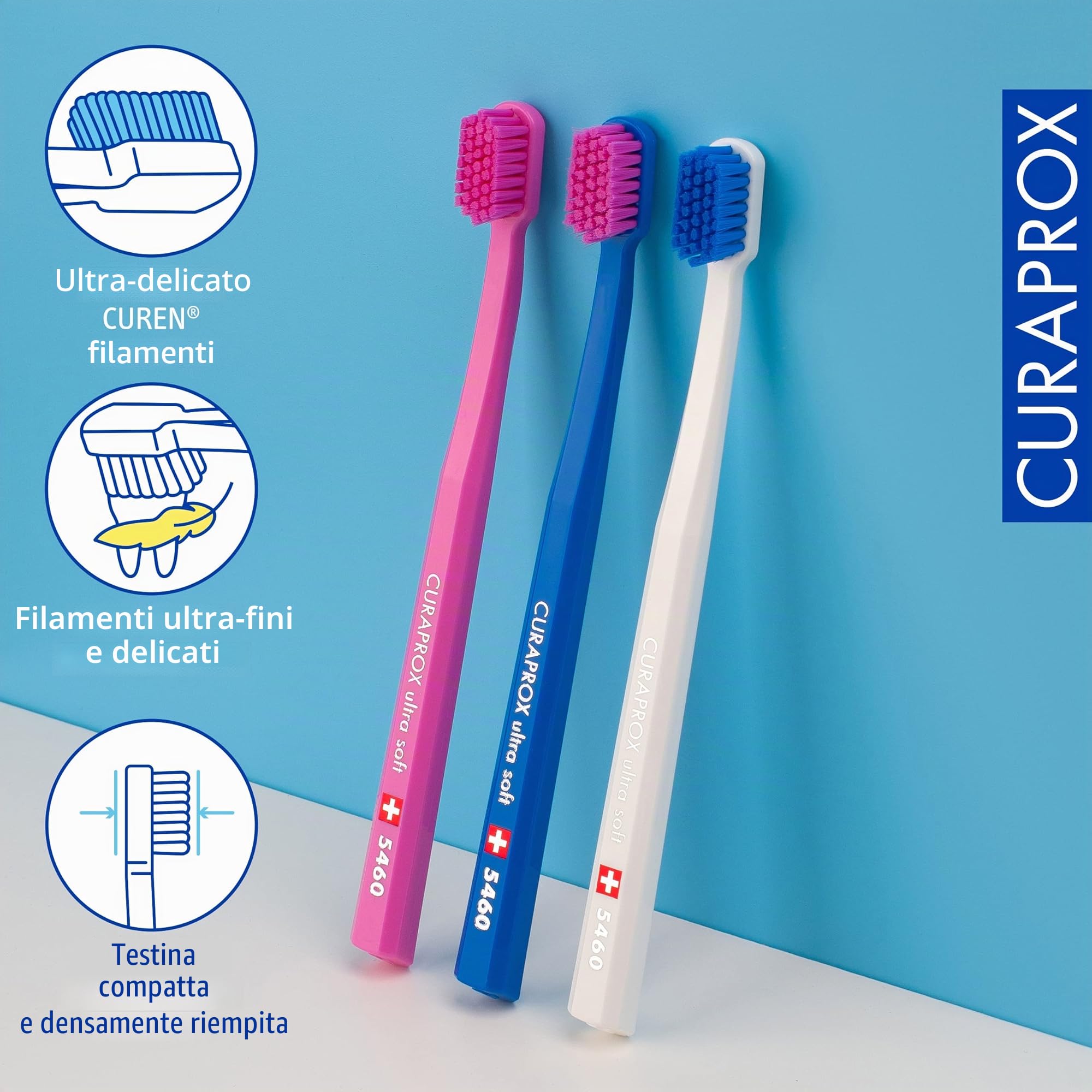Curaprox 5460 Spazzolino da denti Ultrasoft, confezione da 12