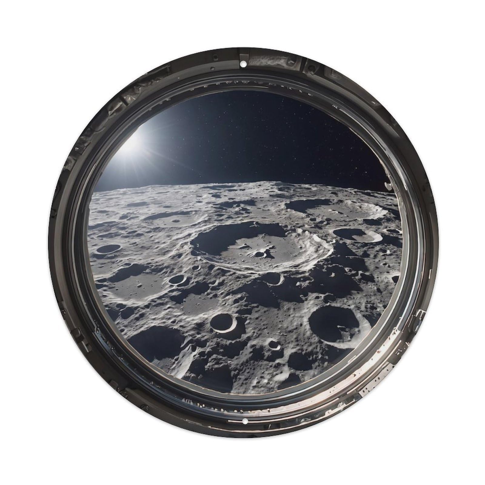 Metal Tin Sign Moon Far Side from Space Station Porthole