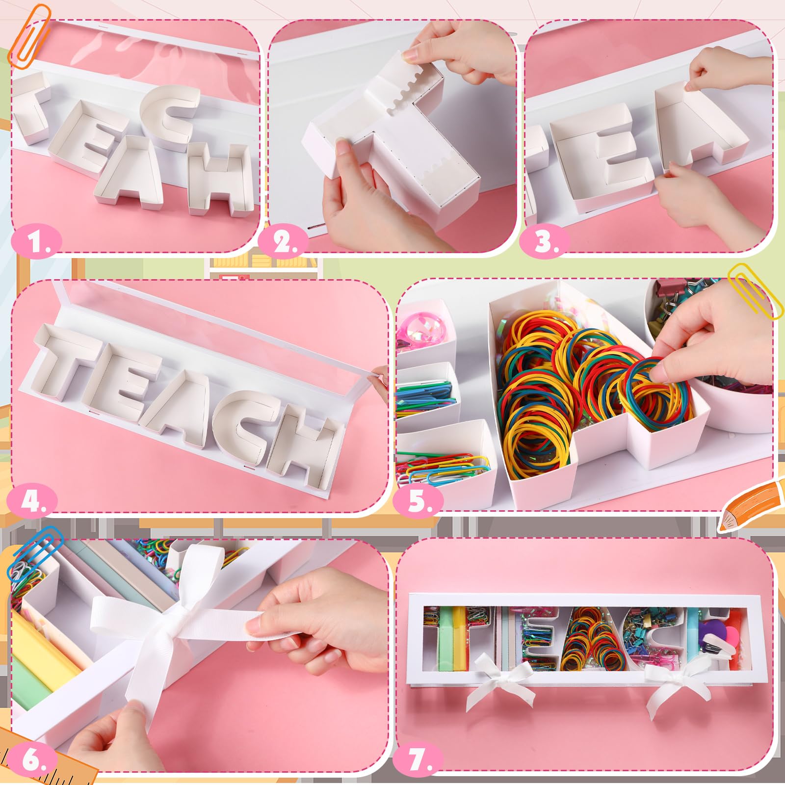 AmazingSpark Back to School Lehrer Geschenkbox mit Schreibwaren Dankeschön Geschenke für Lehrer Lehrer Briefkasten mit Herz Haftnotizen Textmarker Hefter Schere Büroklammern für Schule