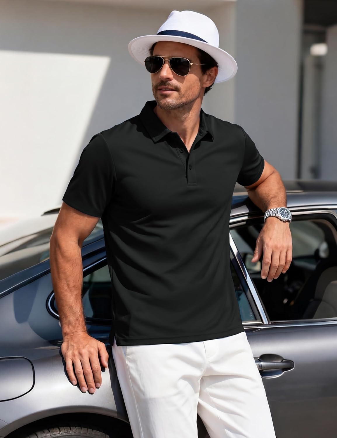 MAGCOMSEN Mens Polo Shirts Short Sleeve UPF 80+ Moisture Wicking Golf Polos Lightweight Performance Collared Shirt Men - Image 3