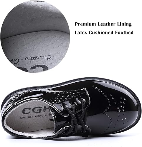 Miniatura 4 de DADAWEN Zapatos de uniforme escolar con cordones para niños y niñas, cómodos zapatos de vestir Oxford (bebéniño pequeñoniño grande)