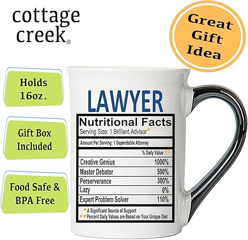 Miniatura 3 de Cottage Creek Taza de cerámica para abogado, taza de café de 16 onzas para mesa auxiliar, regalos para mamá, papá, marido, novio, regalos de