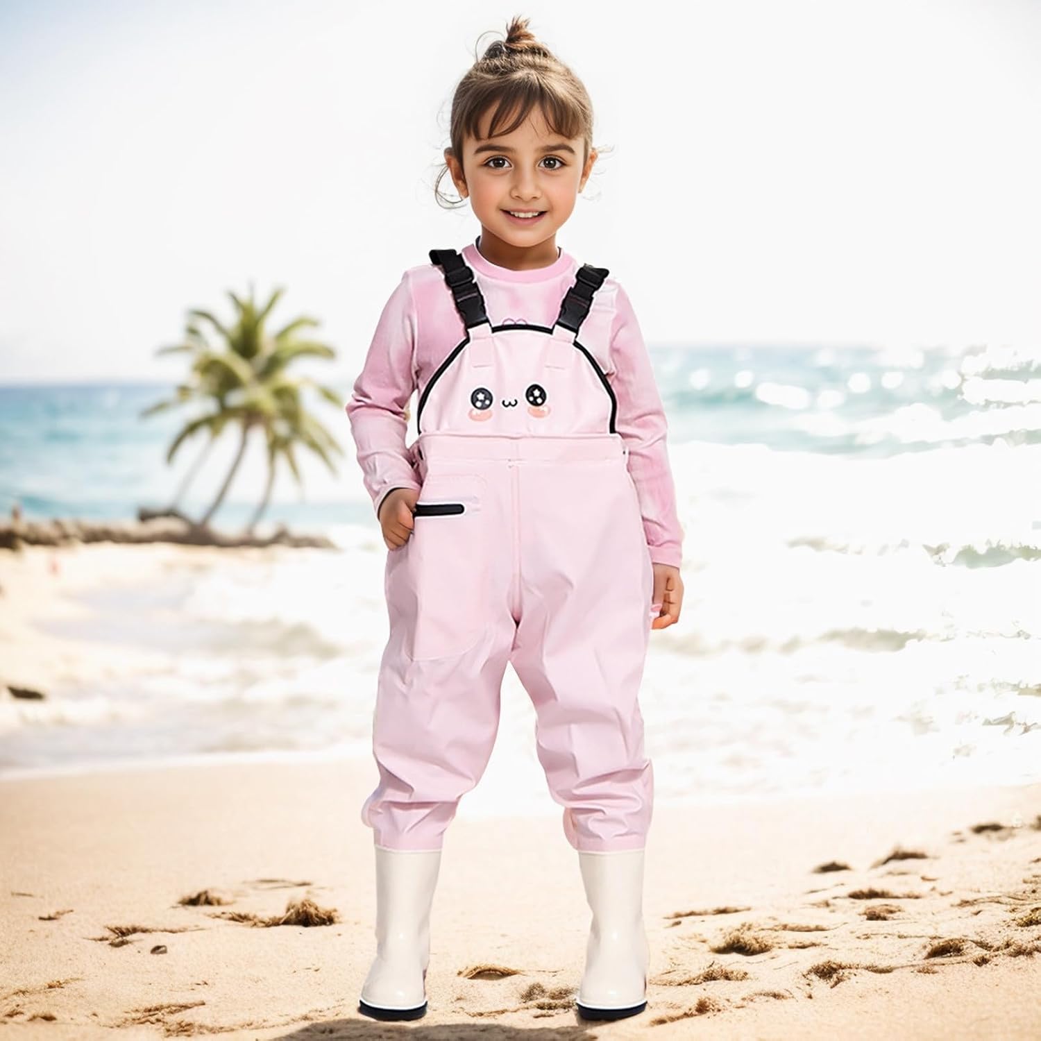 Generic Kids Chest Waders Youth Fishing Waders for Toddler Children Wader Water proof Unisex Waders with Rain Boots