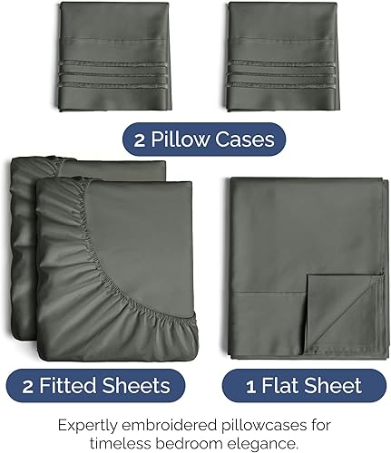 Vista 929 de Juego de sábanas de 4 piezas tamaño king, extrasuaves, transpirables y refrescantes con esquinas profundas, sábanas de fácil ajuste y sin arrugas