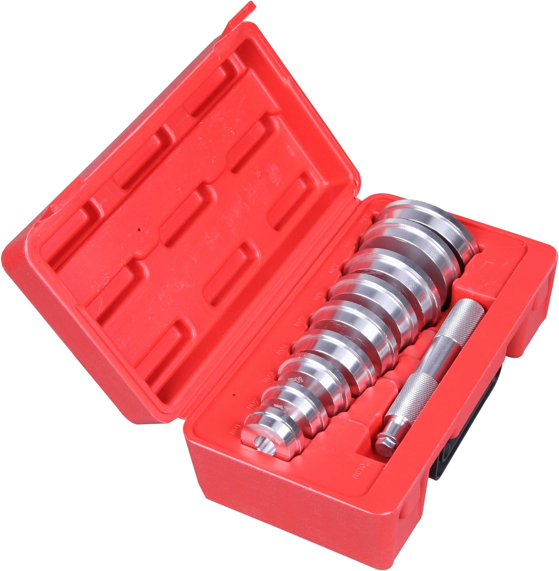 CARTMAN Bearing Race and Seal Bushing Driver Install Set, 1 Handle and 9 Discs Collar Axle Housing with Carrying Case, Master Universal Aluminum Bush Drive Seal Kit for Automotive Wheel Bearings