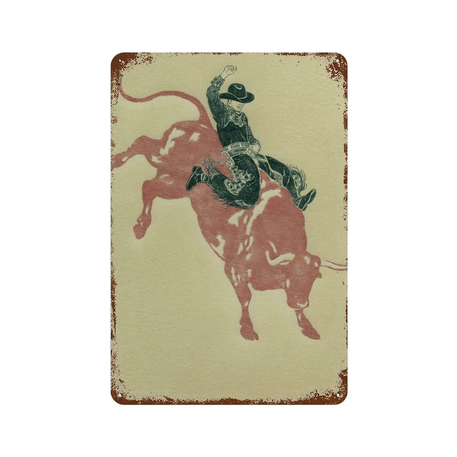 xiaoxiaoshen Bull Rider Western Rodeo Cowboy Rustic Ranch Country Riding Americana Work Wall Decor Art Metal Tin Poster Modern Home Decor Art Home Bar Shop Decorations Vintage Sign 30x20cm