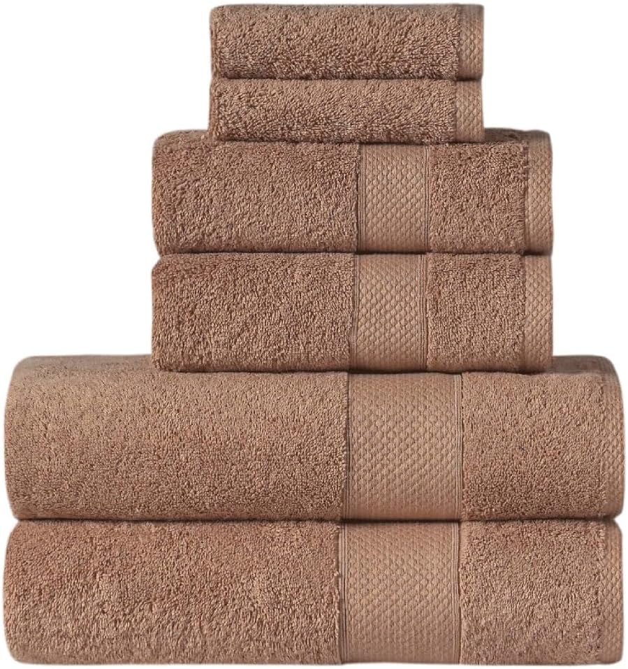 Handtowels and Towels 6-Piece Set, Bathroom Towel Set, Cotton Quick Drying and Absorbent