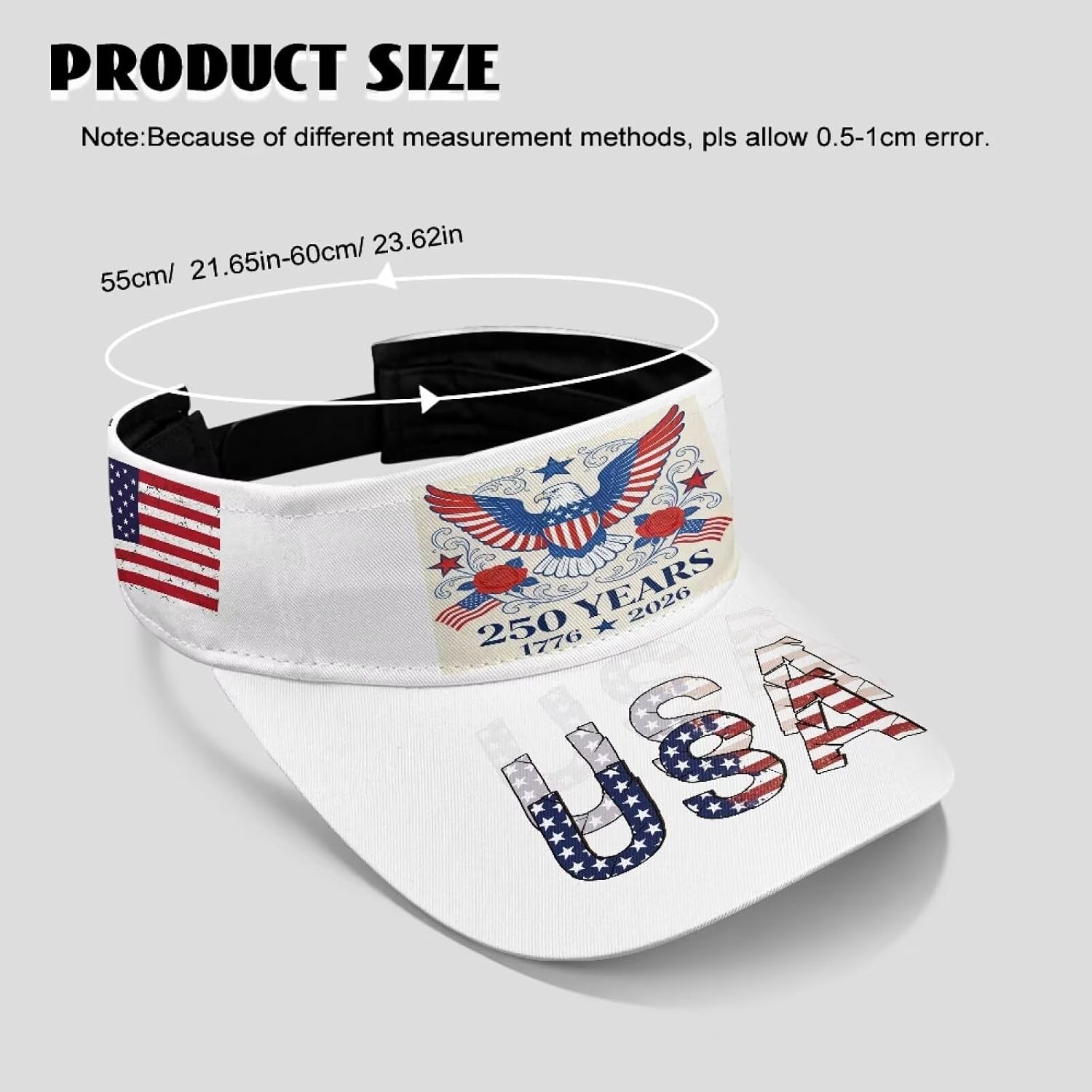 Women's Patriotic Visors USA 250 Years Sun Visor Hats for Men Wide Brim UV Protection Visors for Outdoor Climbing