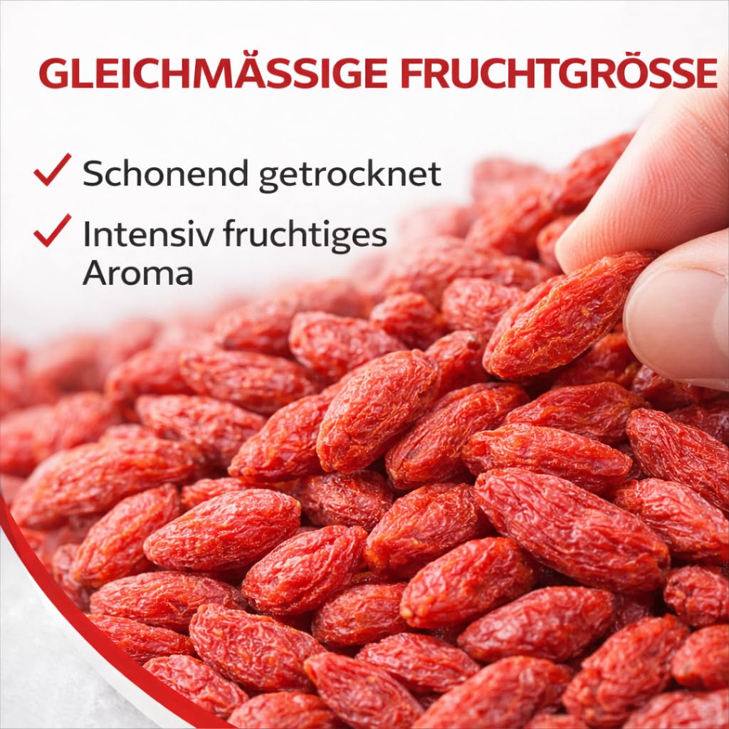 Gideli Goji Beeren 2 x 5kg- Natürliche Zutaten Ohne Zucker und Ungeschwefelt - Getrocknete Früchte ideal für Müsli, Haferbrei, Joghurt und Backwaren - Trockenobst Reich an Vitaminen und Antioxidantien