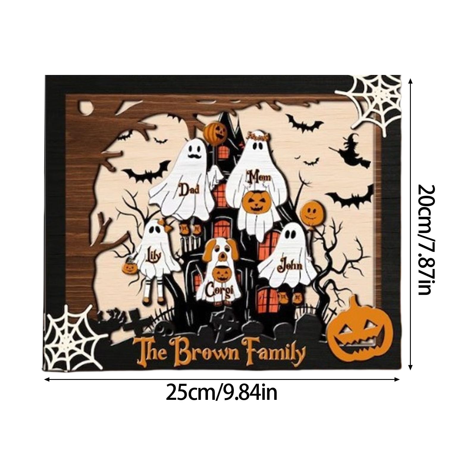 2-częściowy zestaw drewnianych figurek widma Halloween nawiedzony dom dekoracja stołu sezonowe artykuły imprezowe widmo rodzina ozdoba