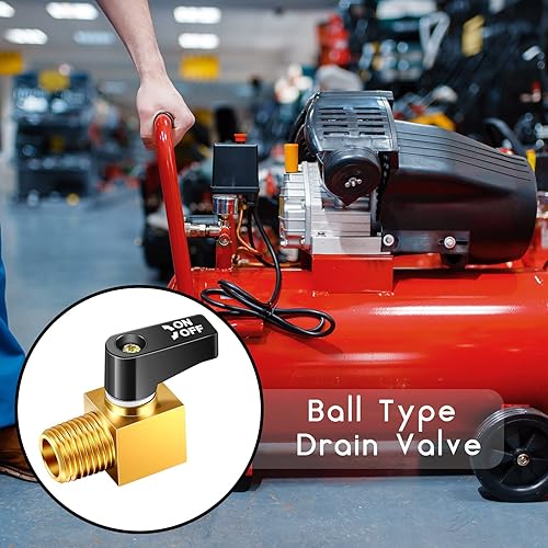 Miniatura 5 de Tondiamo Válvula de compresor de aire, mini válvula de drenaje de tanque de aire tipo bola de metal, 14 de pulgada NPT macho x NPT hembra para pieza