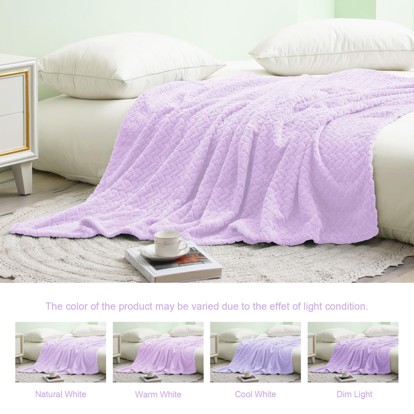 Euromat Polar - Coperta in pile per divano, con bordo cucito (viola, 150 x 200 cm